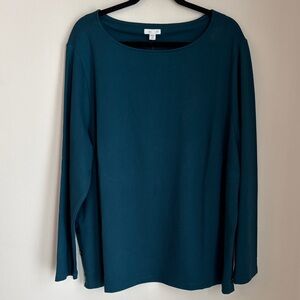 J. Jill women pointe long sleeve button tunic Teal Top comfy stretch 3X NWT READ